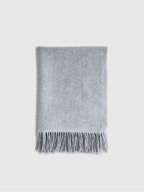 NWT QUINCE 60x80 Mongolian Cashmere Throw Heather Grey 8017
